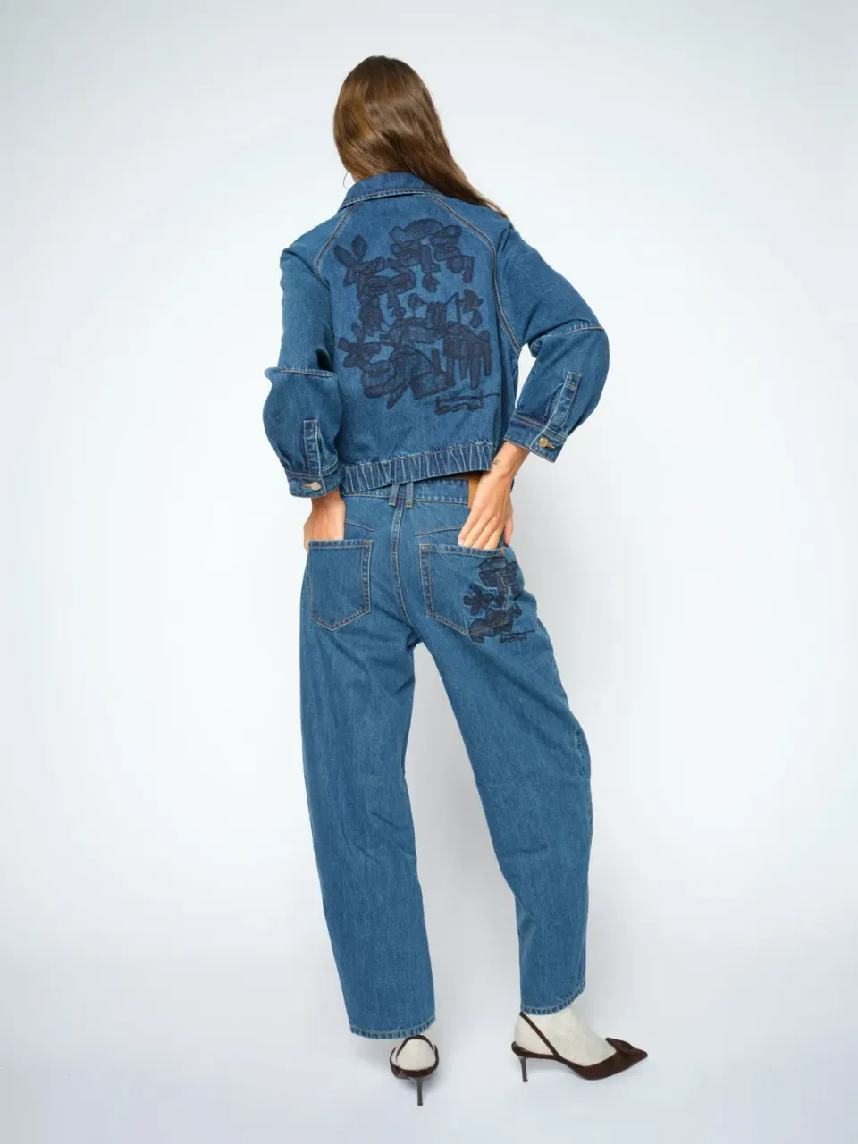 Mos Mosh MMHellen Bernat Barrel Jeans Blau Stickerei