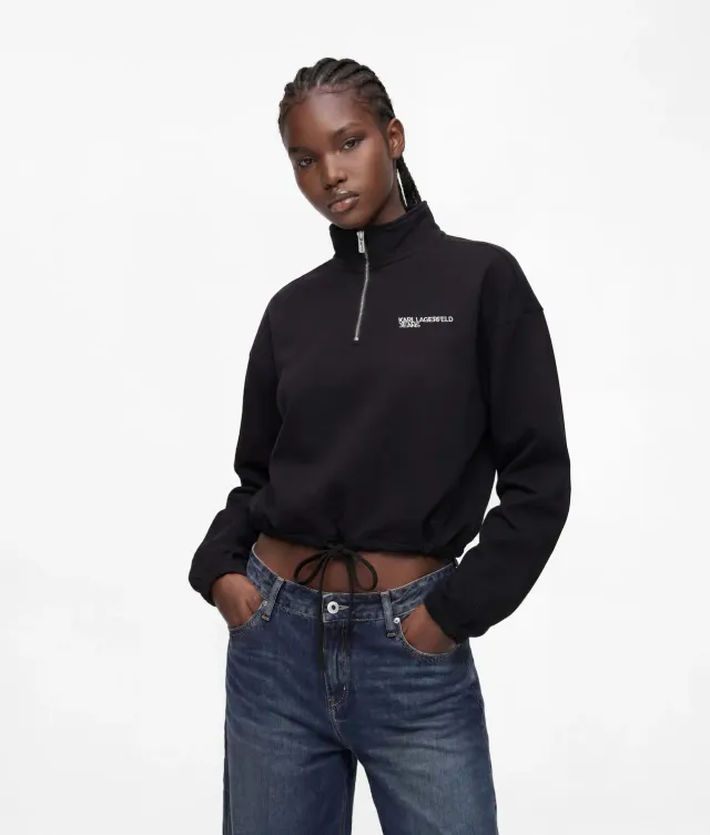 Karl Lagerfeld KL Jeans Half-Zip Sweatshirt mit Kordelzug
