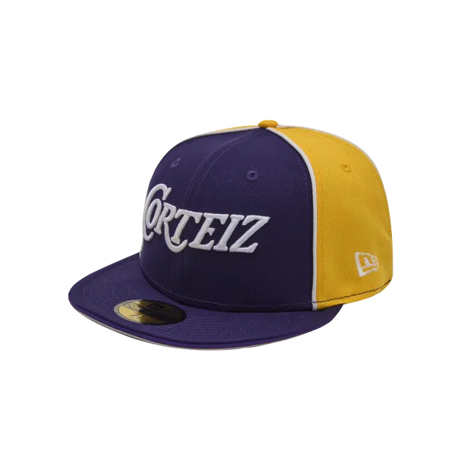 Corteiz Pirate Radio New Era Cap Lila Gold Fitted