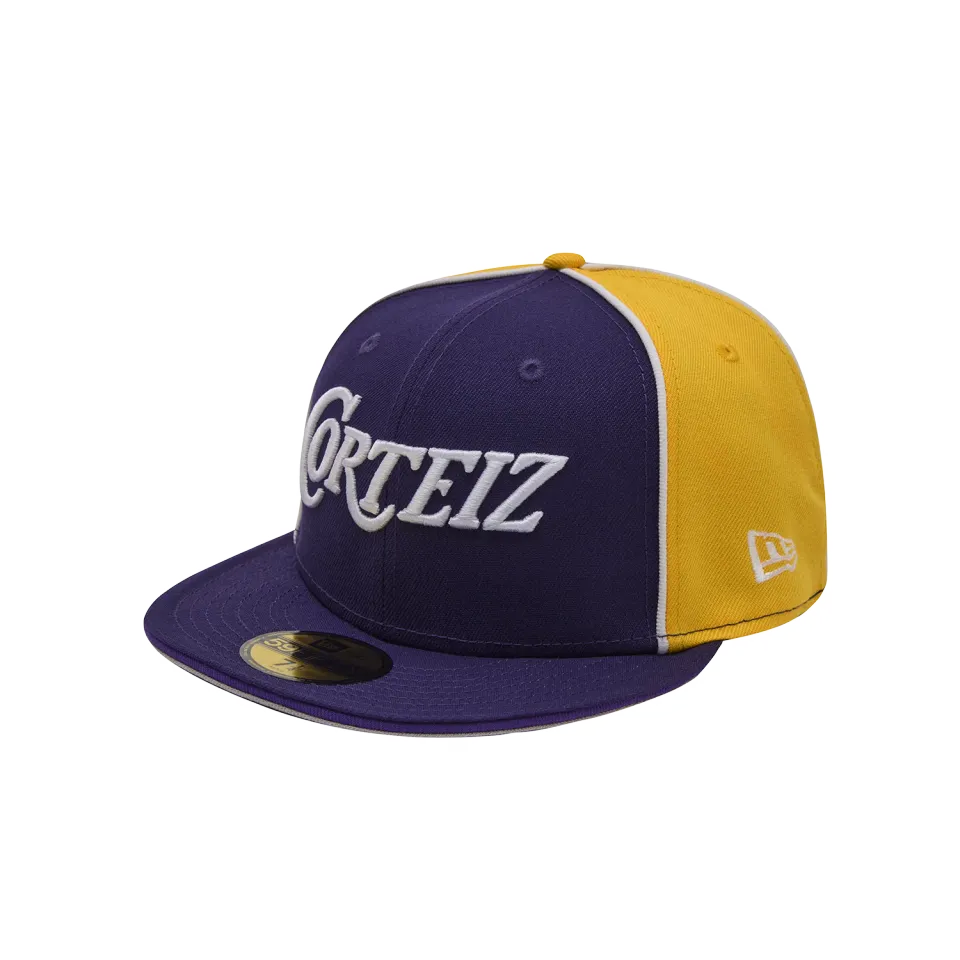 Corteiz Pirate Radio New Era Cap Lila Gold Fitted