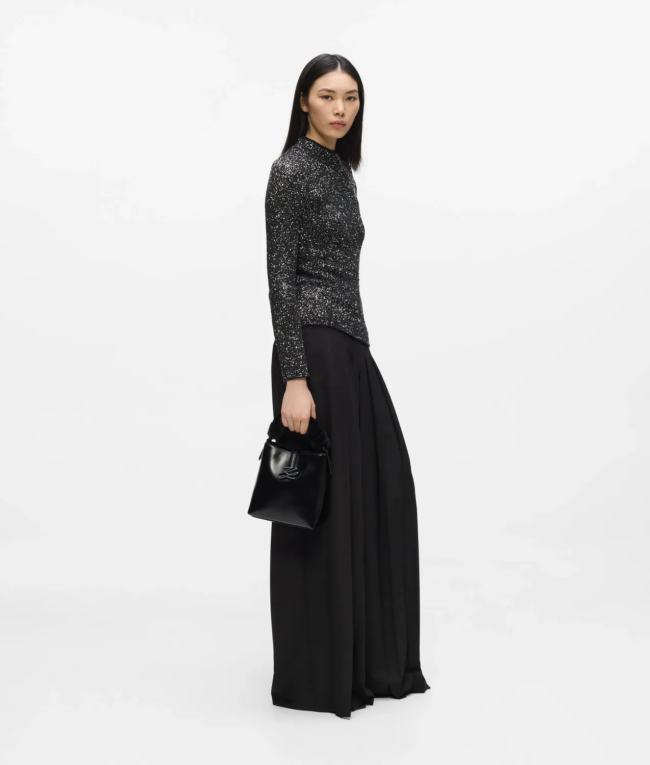 Karl Lagerfeld Pleated Wide-Leg Hose Damen Stickerei