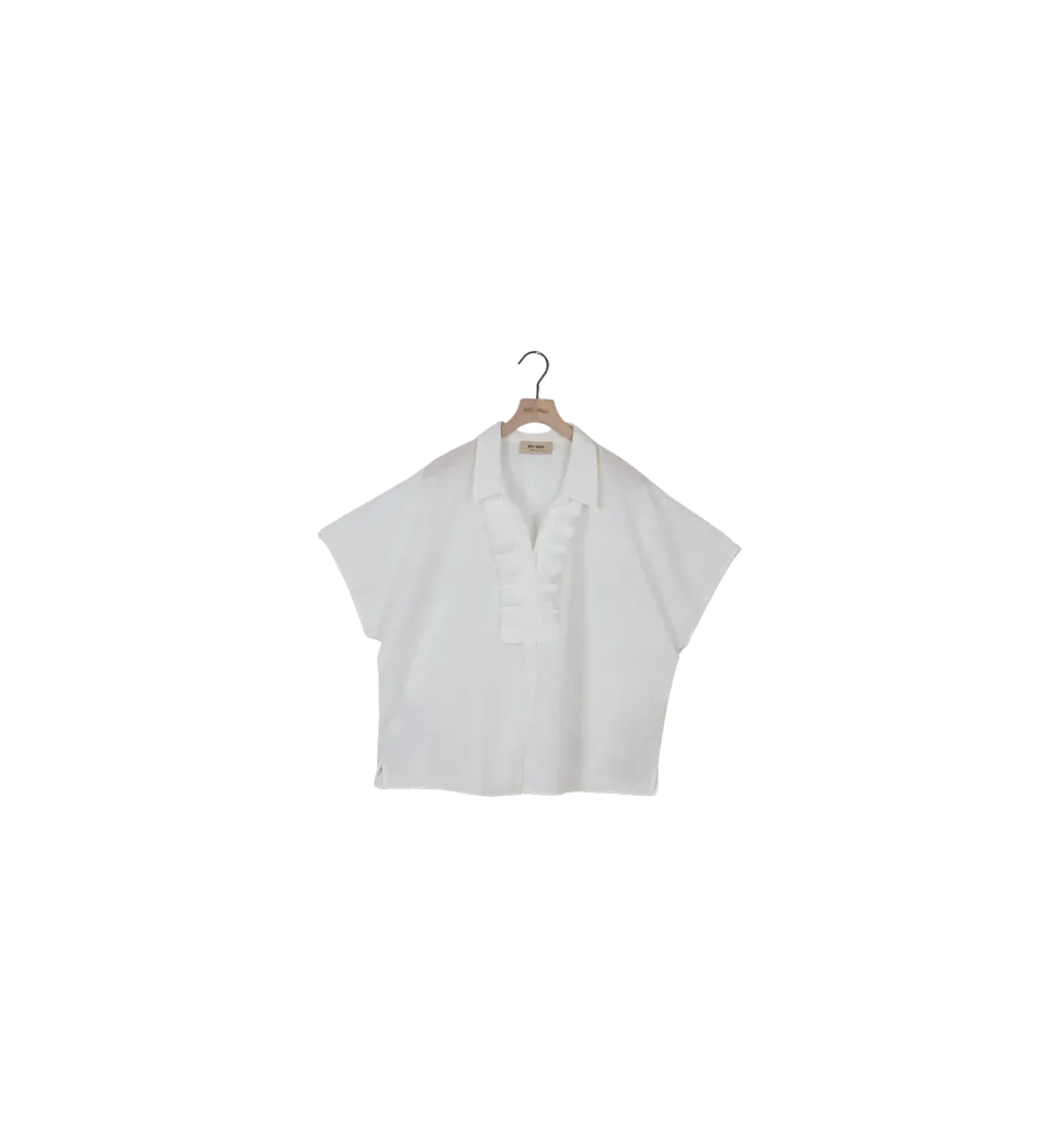 Mos Mosh MMBiana SS Shirt Kurzarmbluse White XL Leinenmix