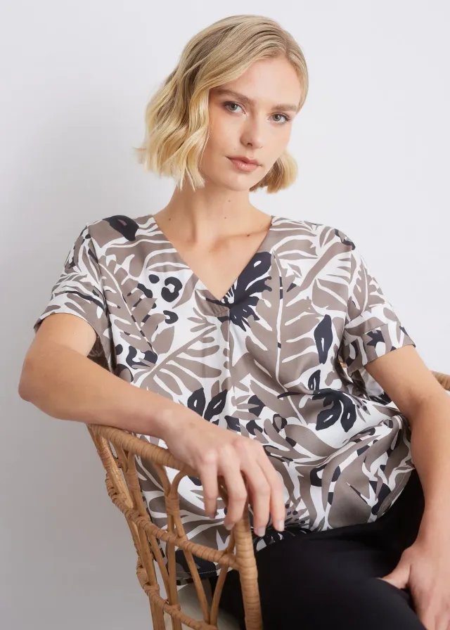 Senatex Gemusterte Bluse Viskose Tropical Shadow