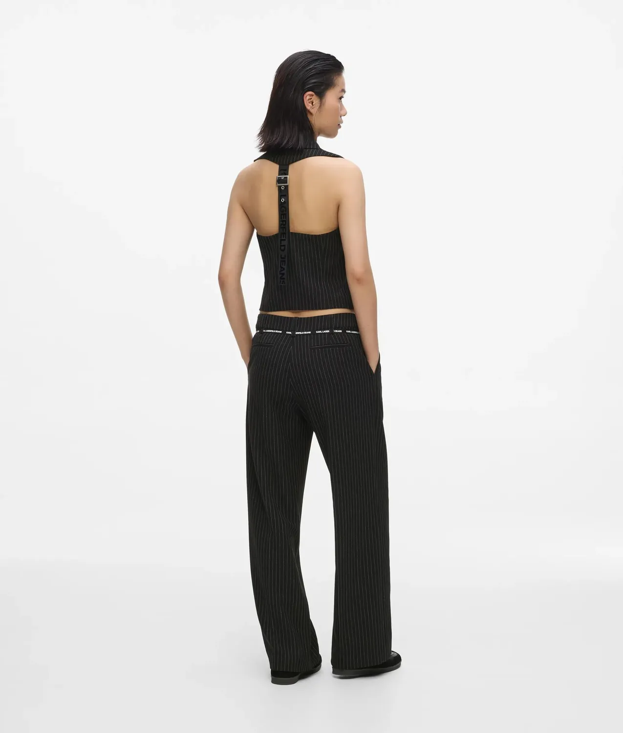 Karl Lagerfeld Nadelstreifen Stoffhose Mid-Rise Bügel Falte