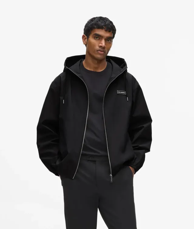 Karl Lagerfeld Hooded Logo Patch Zip-Jacke wasserabweisend