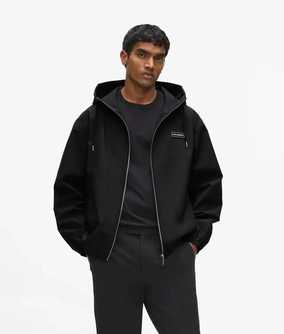 Karl Lagerfeld Hooded Logo Patch Zip-Jacke wasserabweisend