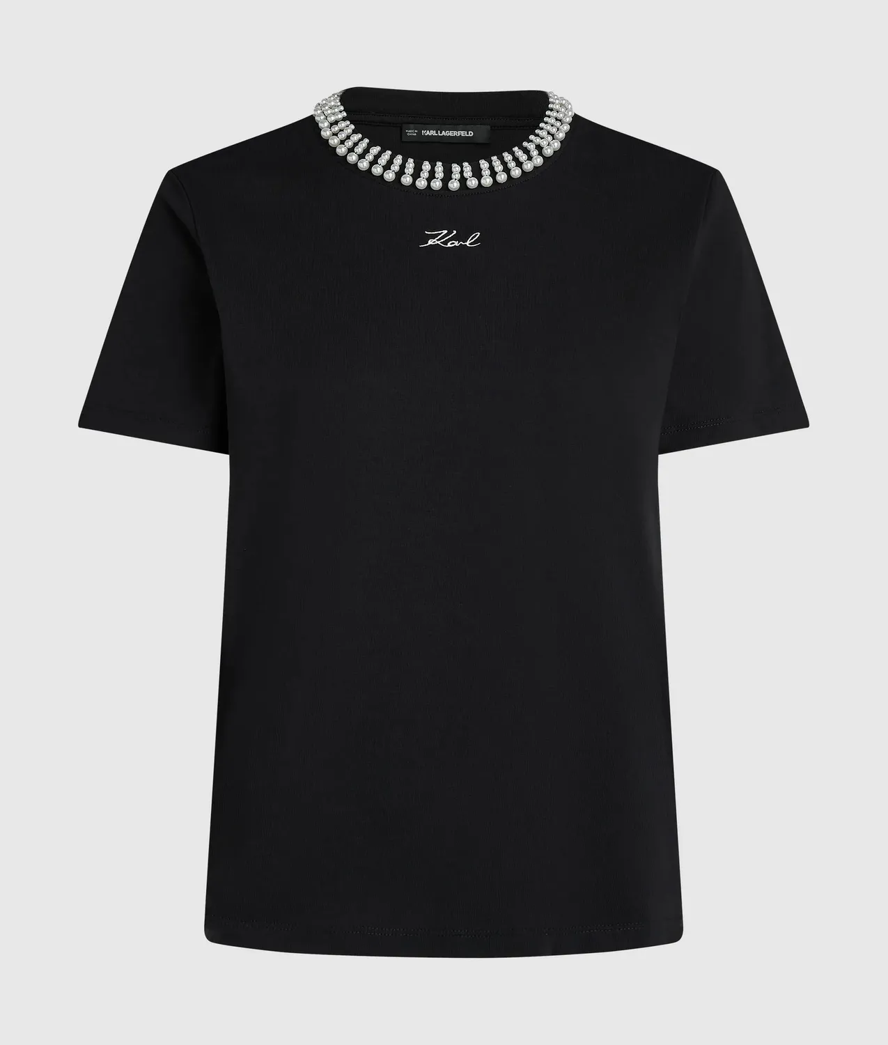 Karl Lagerfeld T-Shirt Perlen Bio-Baumwolle weiß