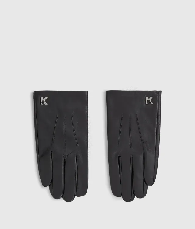 Karl Lagerfeld K Logo Lederhandschuhe schwarz