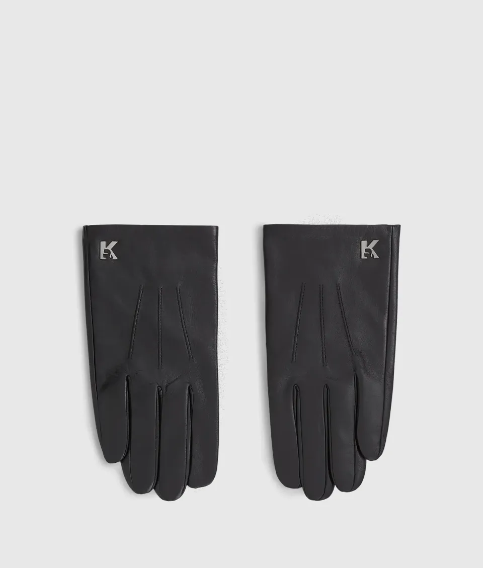 Karl Lagerfeld K Logo Lederhandschuhe schwarz