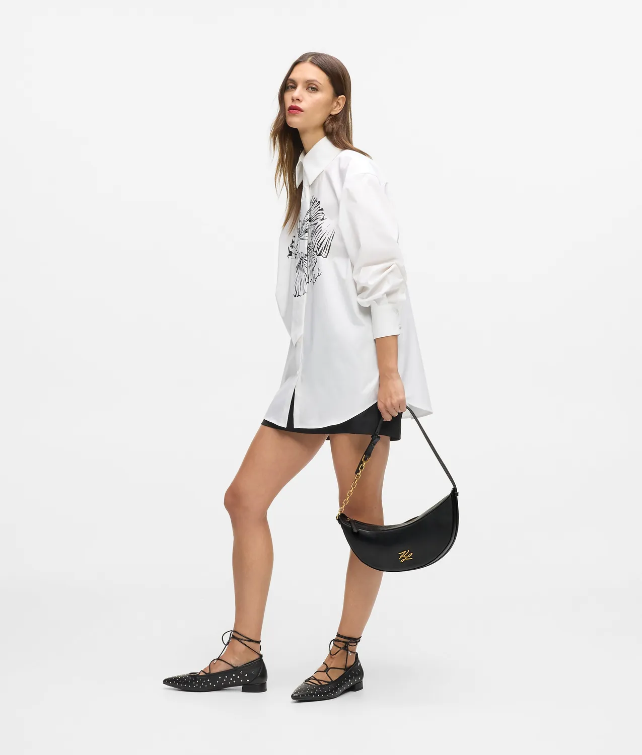 Karl Lagerfeld K/Autograph Small Moon Tasche Schwarz Kette