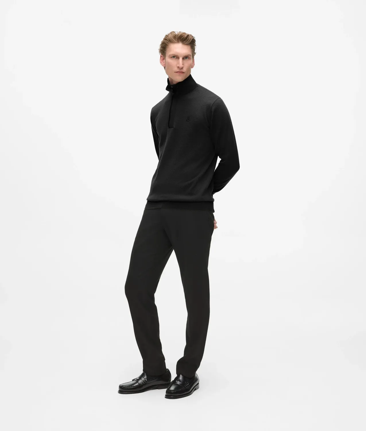 Karl Lagerfeld Wool Half-Zip Troyer Kameo-Stick