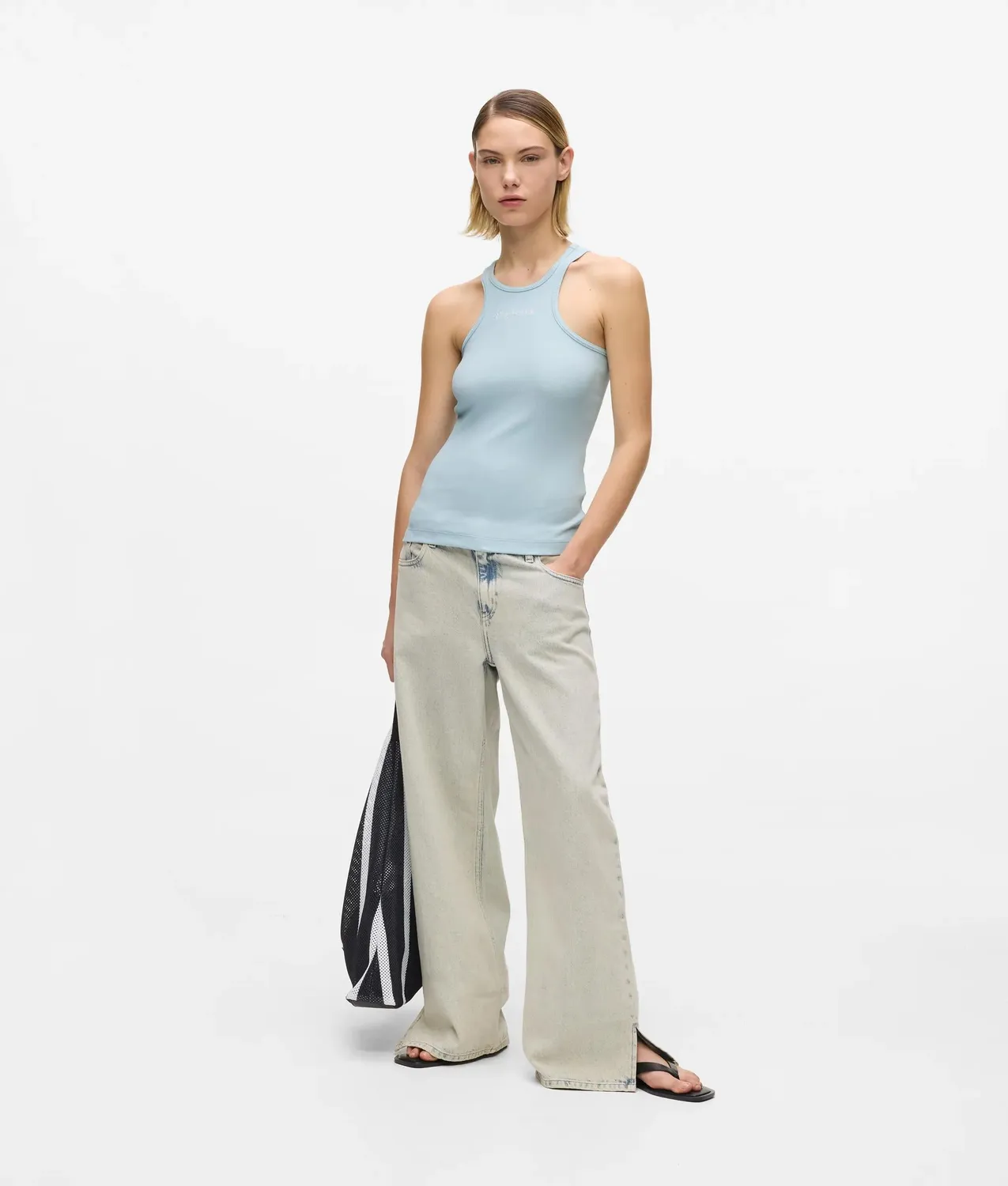 Karl Lagerfeld Ribbed Logo Tanktop Damen Rippstrick