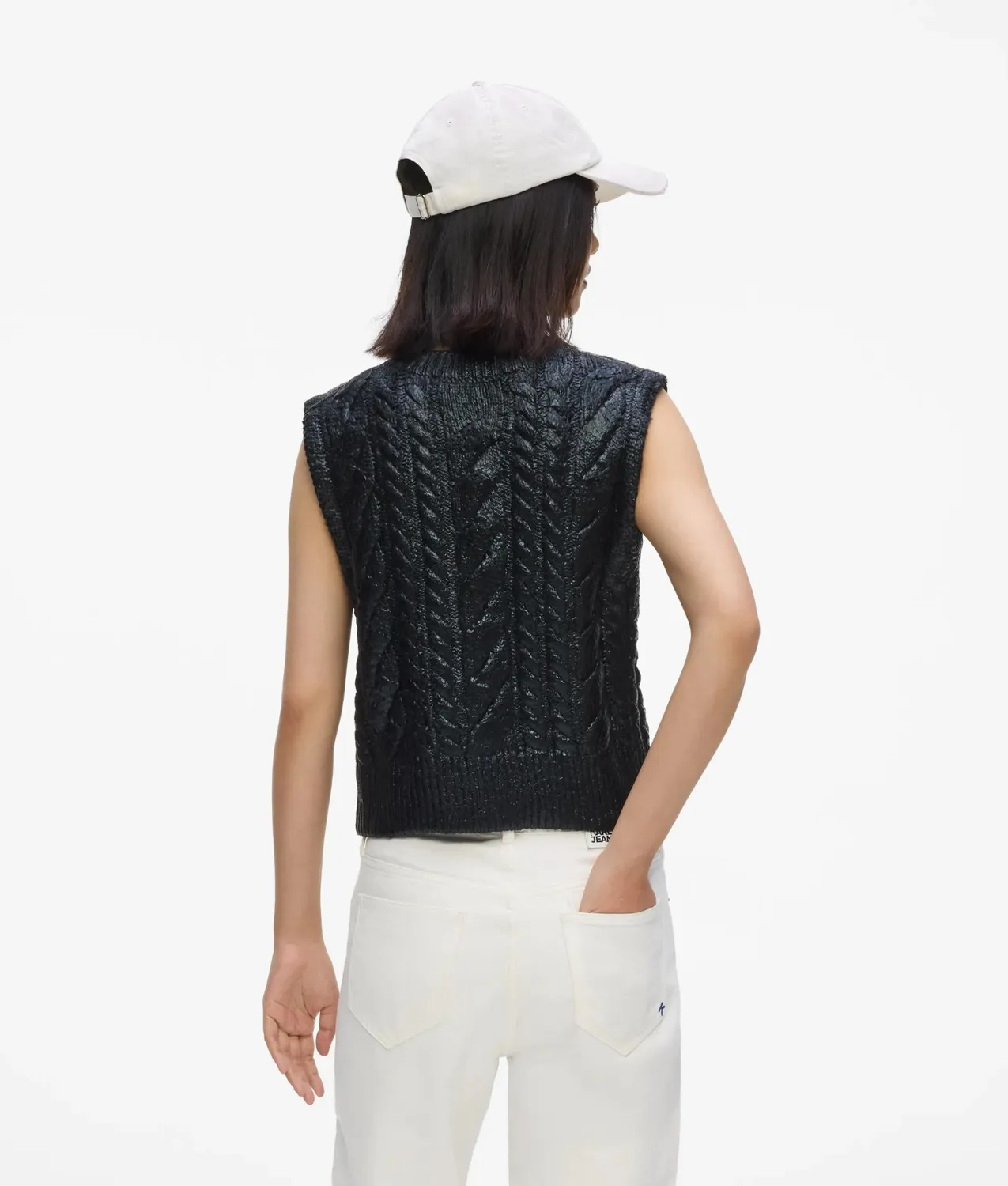 Karl Lagerfeld KL Jeans Strickweste Damen Cropped Zopfmuster