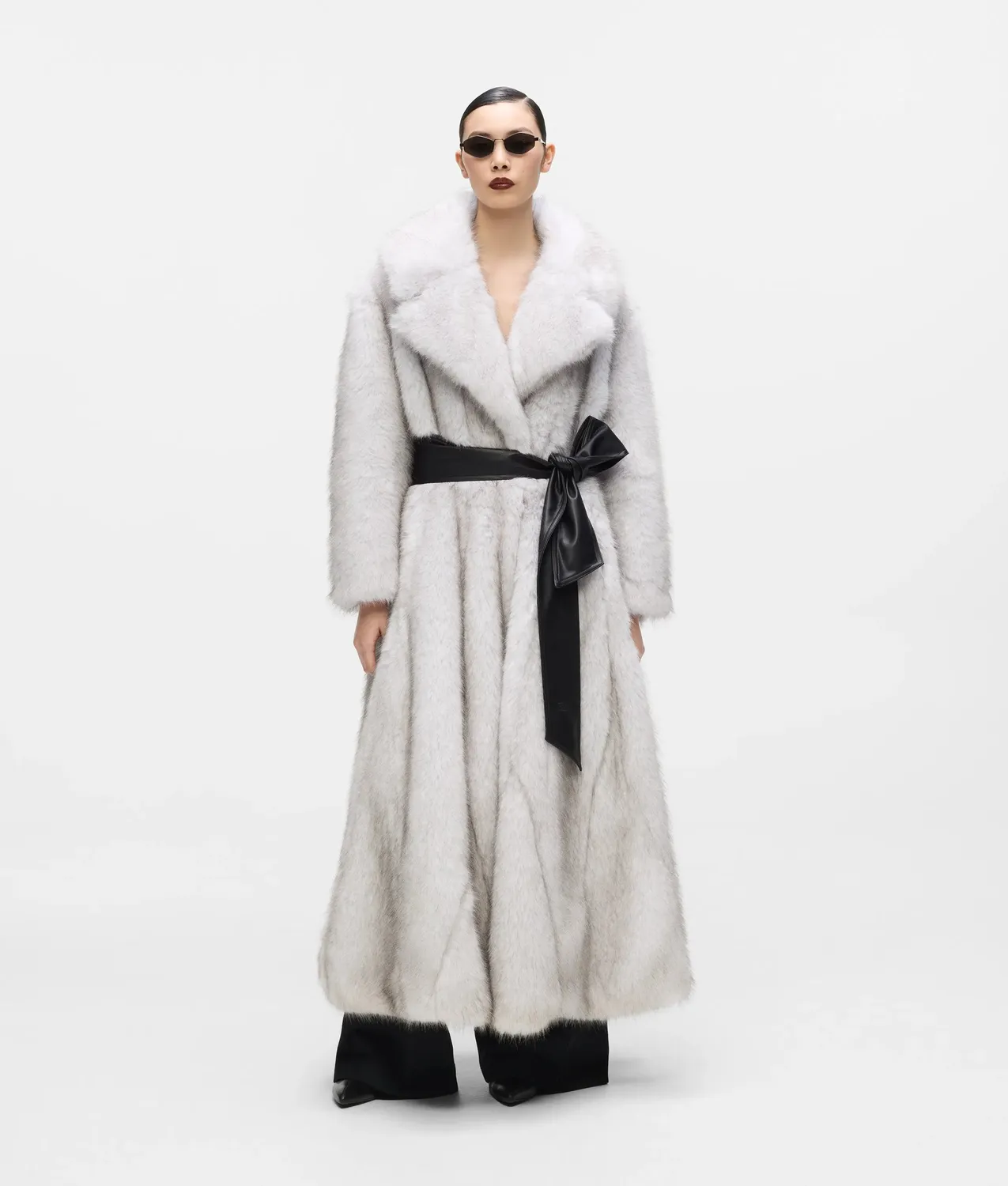 Karl Lagerfeld KL Studio Faux-Fur Mantel lang mit Gürtel
