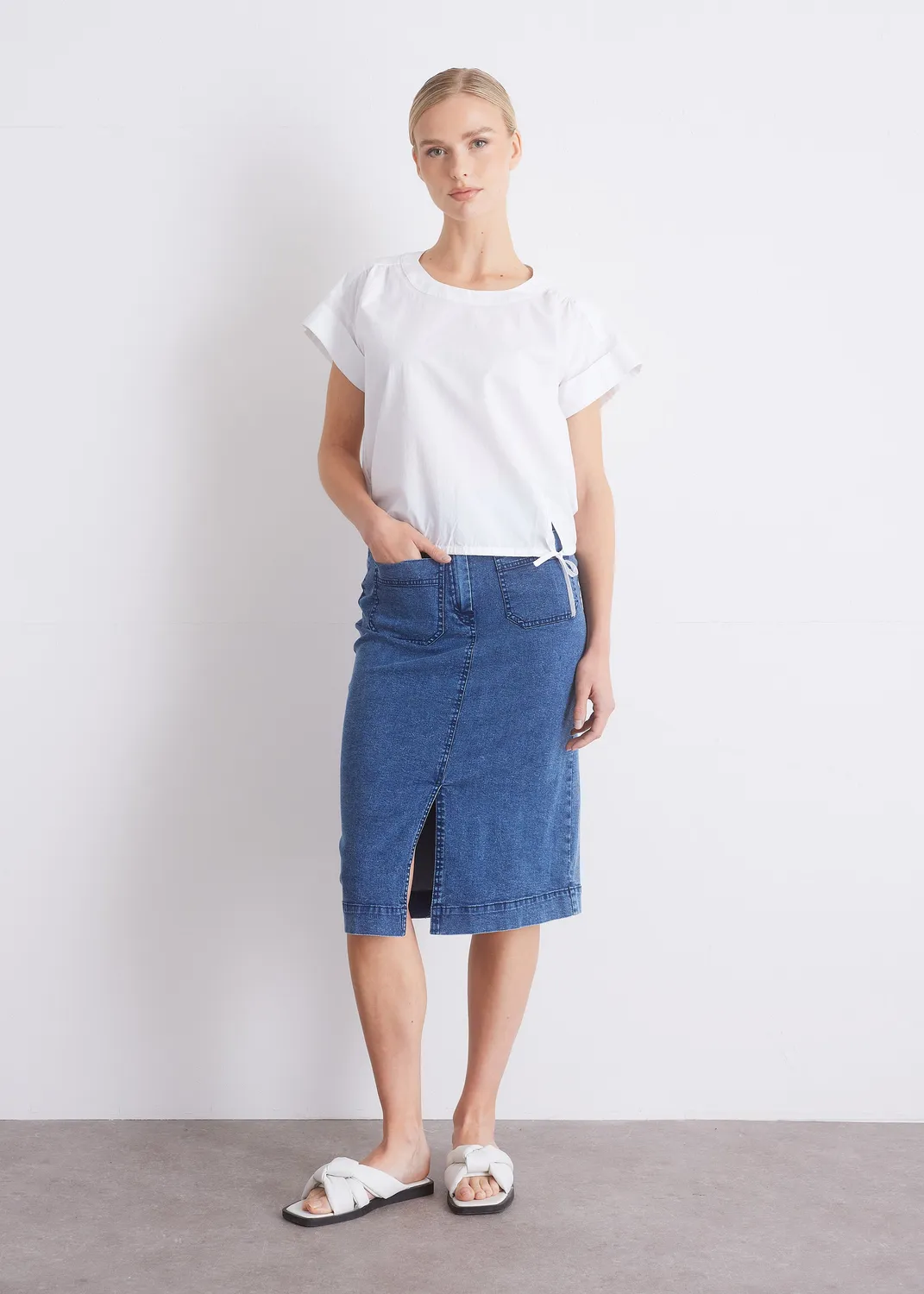 Senatex Tunnelzug Bluse White GOTS-Baumwolle