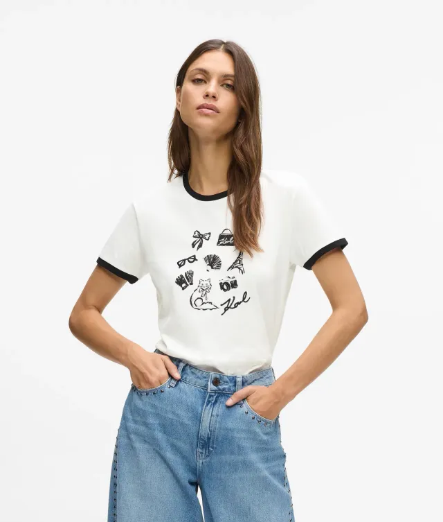 Karl Lagerfeld Karl Charms T-Shirt Damen M Bio-Baumwolle