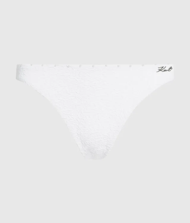 Karl Lagerfeld Textured Faux-Pearl Bikinihose mit Perlen