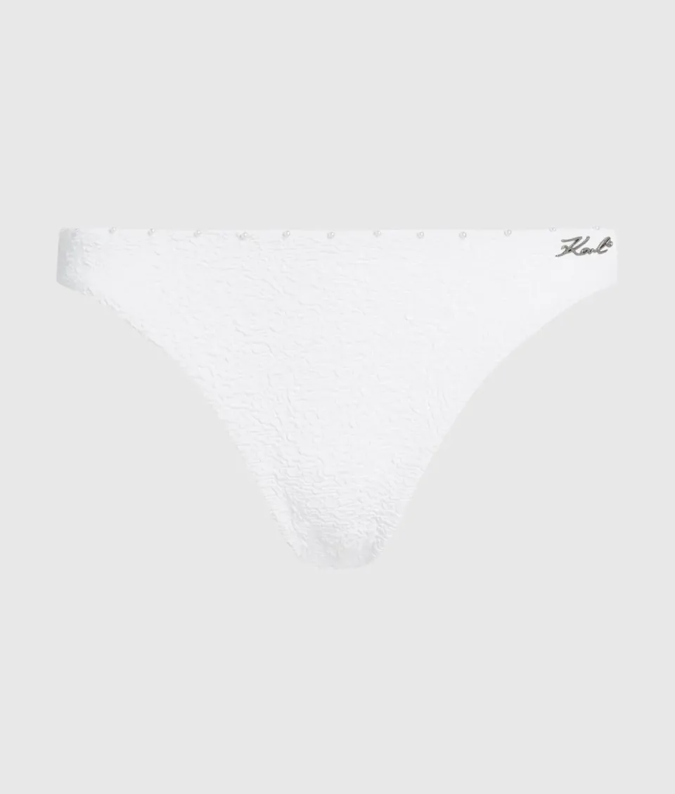 Karl Lagerfeld Textured Faux-Pearl Bikinihose mit Perlen