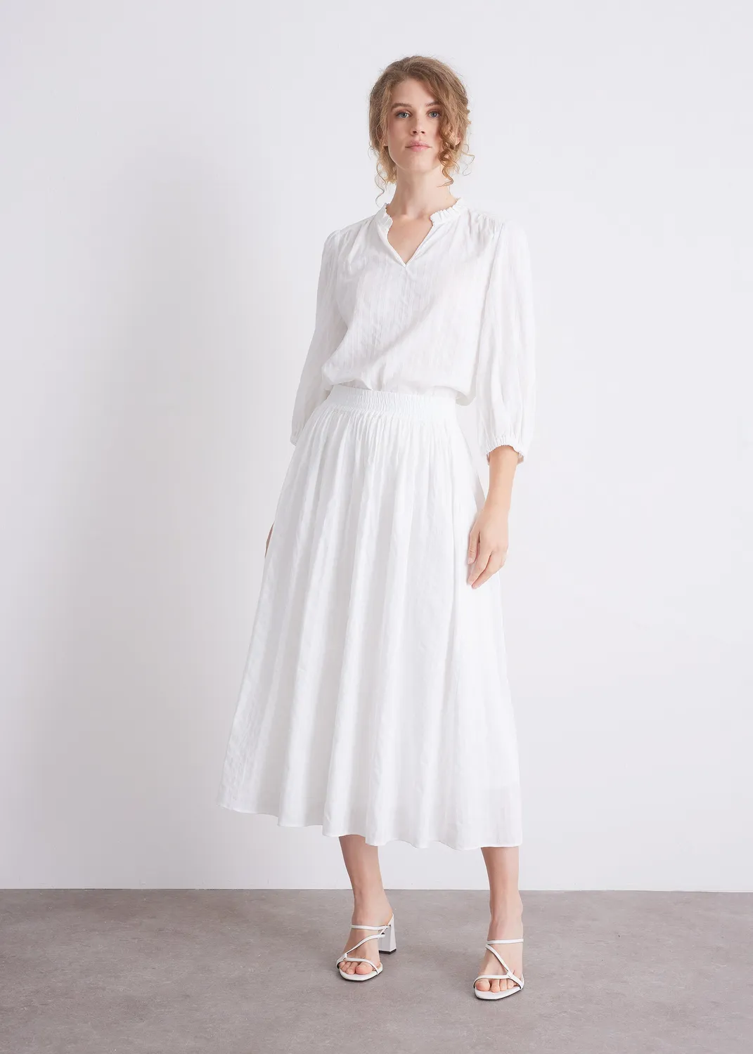 Senatex Rock aus Baumwolle Off-White midi