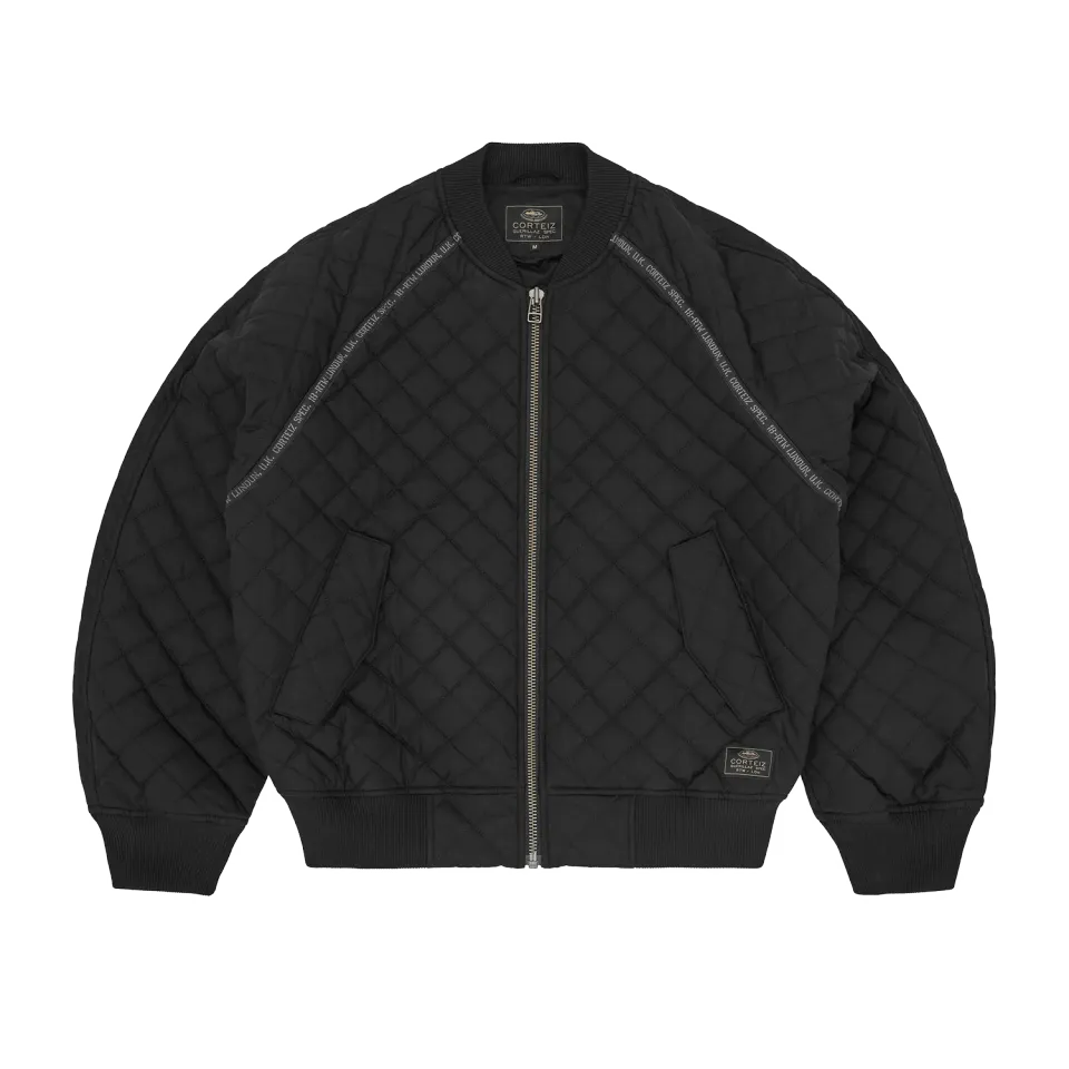 Corteiz Quilted Exchange Bomber Schwarz Gesteppt