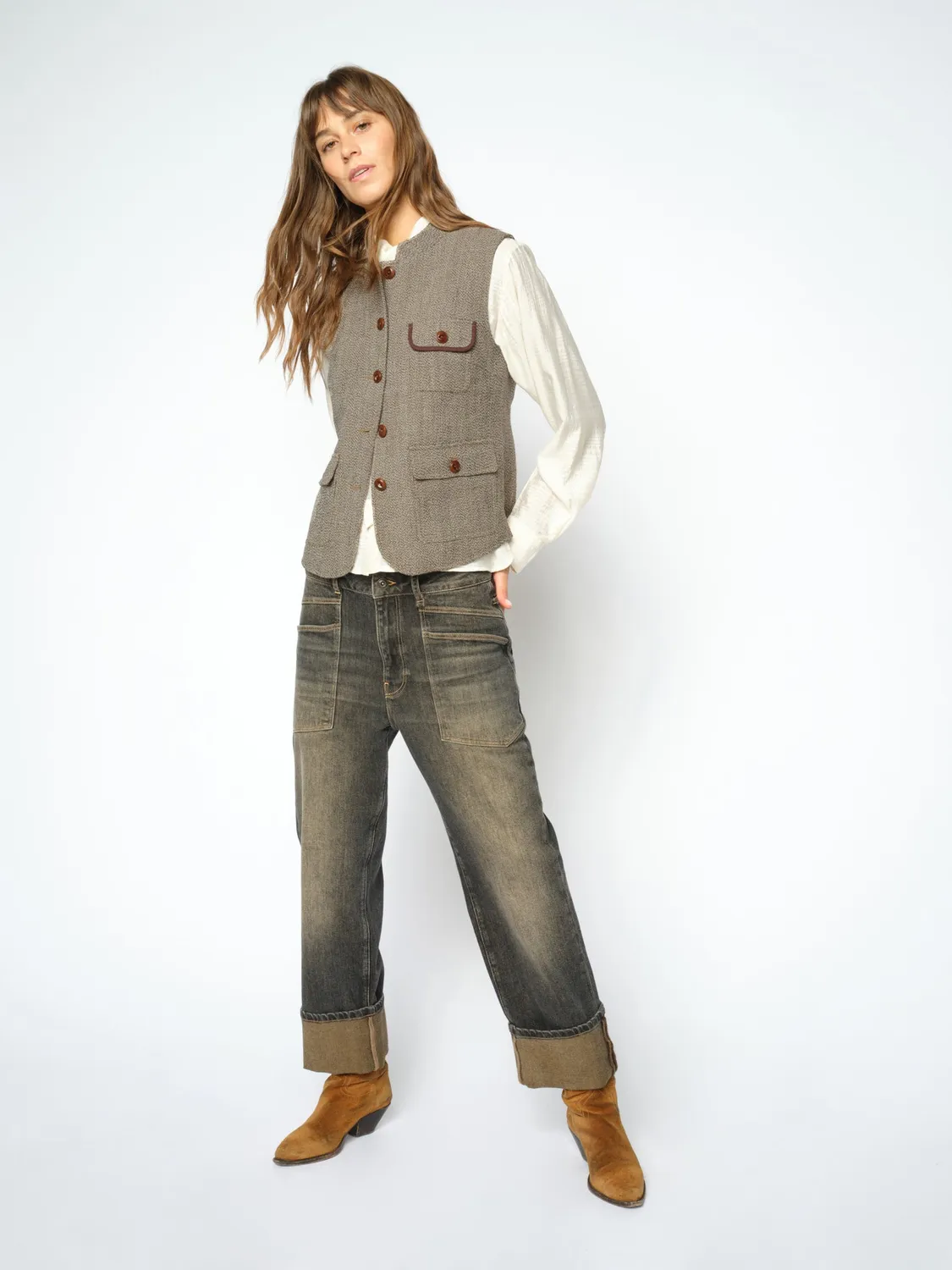 Mos Mosh MMAbigail Utah Weste Dark Camel Wolle
