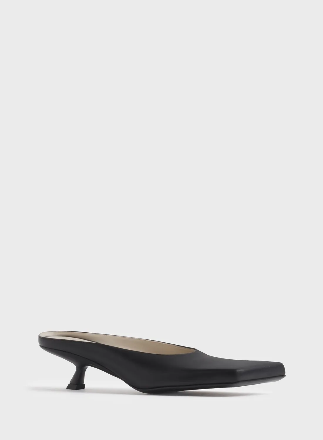 Mugler Square Mules 45 Pantoletten Leder schwarz