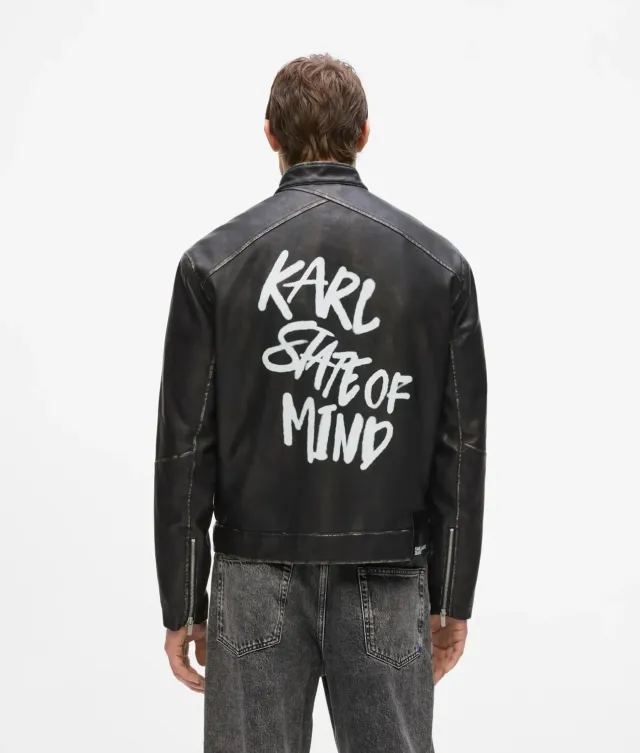 Karl Lagerfeld Karl Quote Bikerjacke Kunstleder Herren