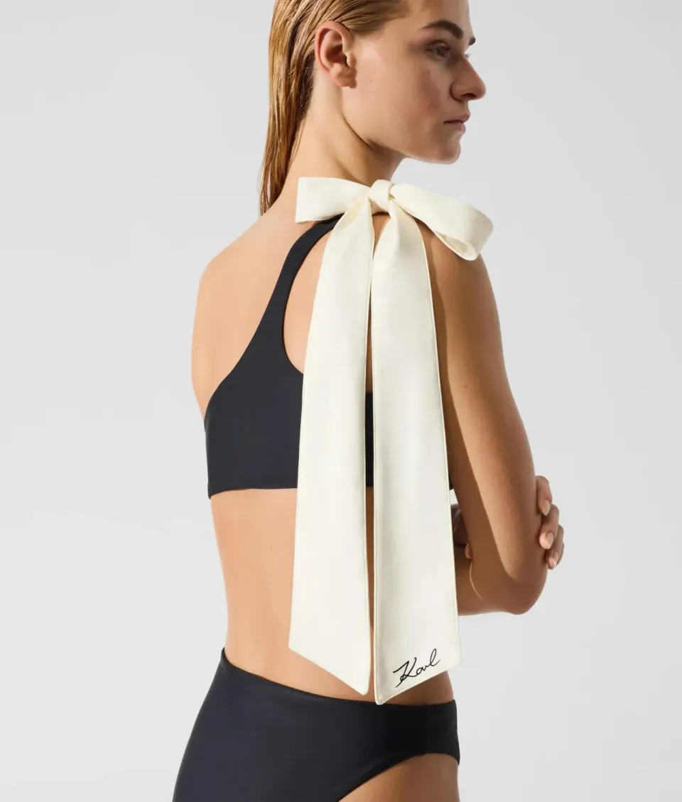 Karl Lagerfeld Signature Bow Bikini-Oberteil One-Shoulder