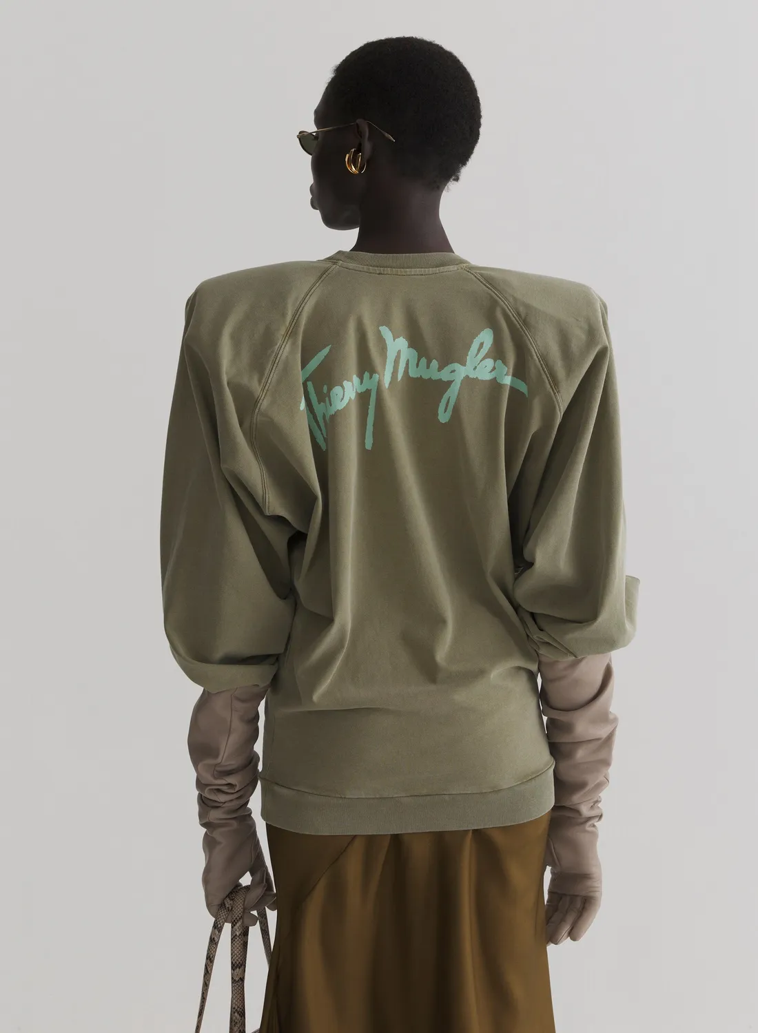 Mugler Bat Longsleeve khaki Oversize