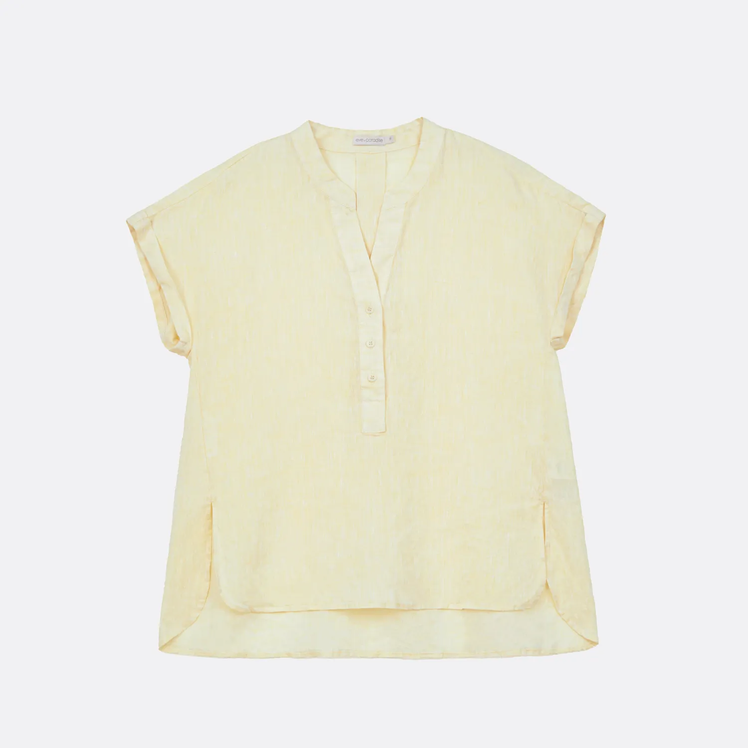 Senatex Leinenbluse mit V-Ausschnitt Leinenbluse Vanilla 34