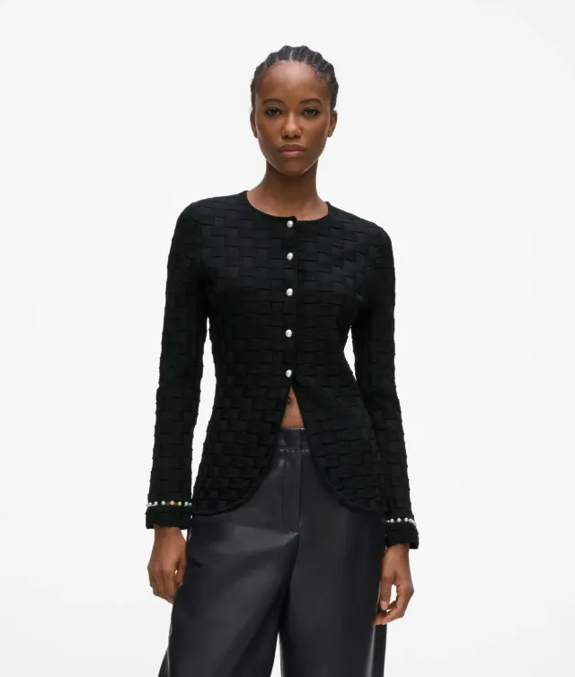 Karl Lagerfeld Strick-Cardigan mit Perlenknöpfen