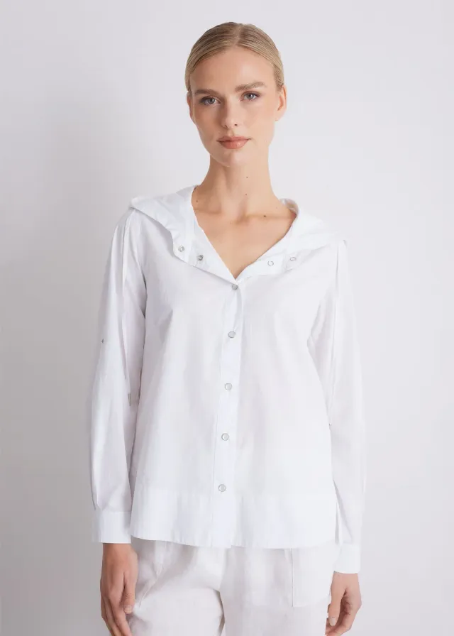 Senatex Bluse Kapuze OCS-Baumwollbluse Weiß