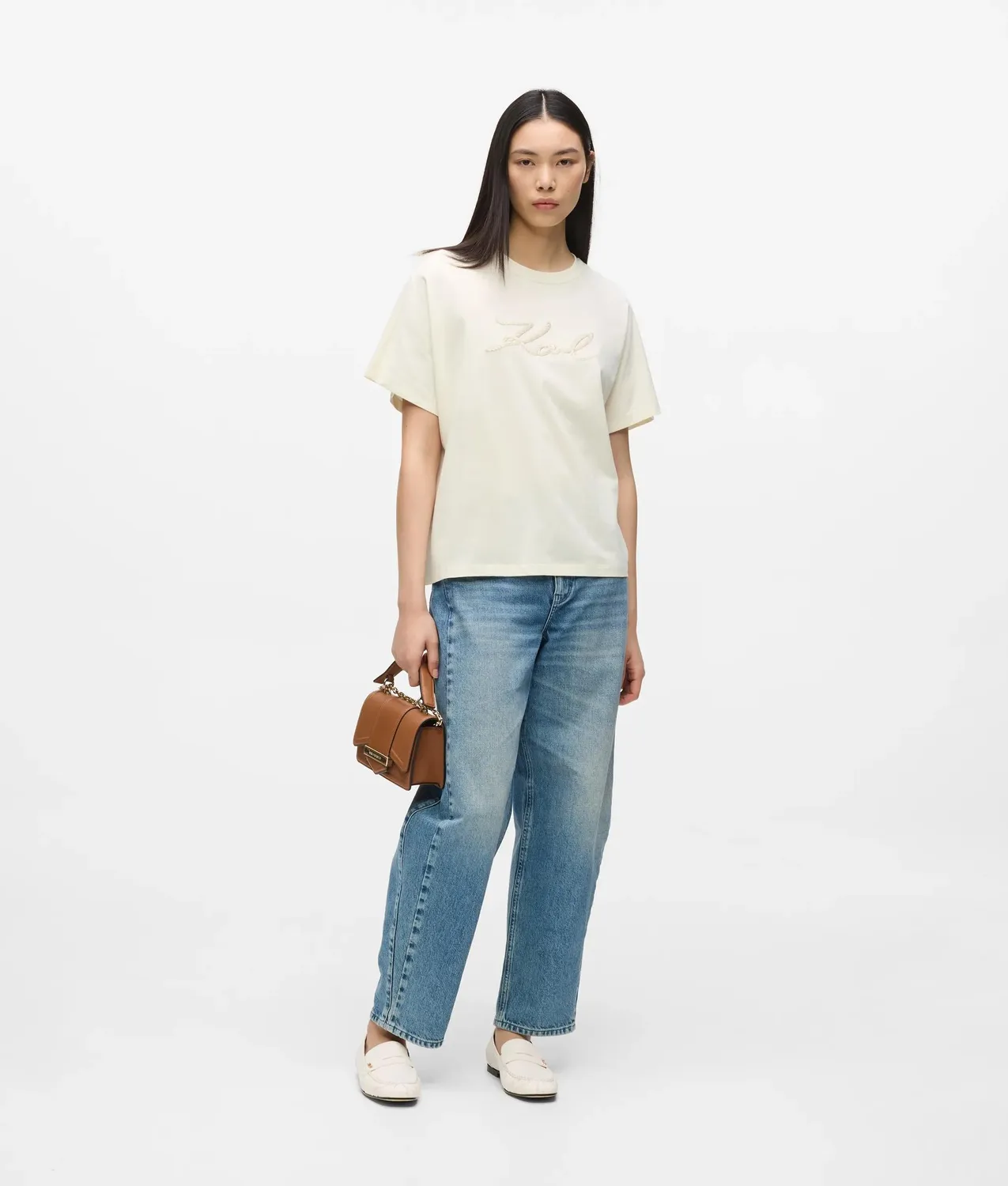 Karl Lagerfeld Signature Rope T-Shirt Bio weiß
