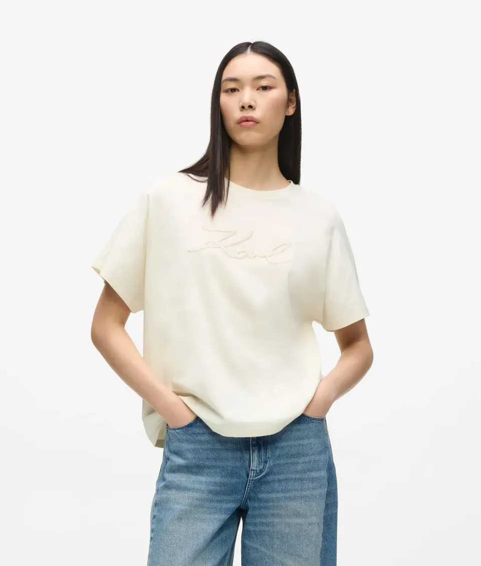 Karl Lagerfeld Signature Rope T-Shirt Bio weiß