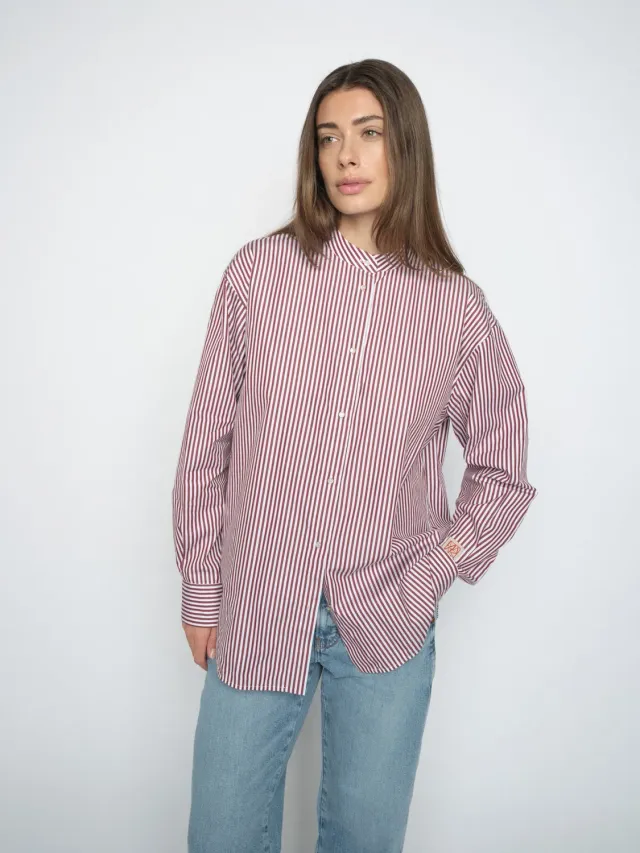 Mos Mosh MMKaris Slim Stripe Hemd Cabernet Bio