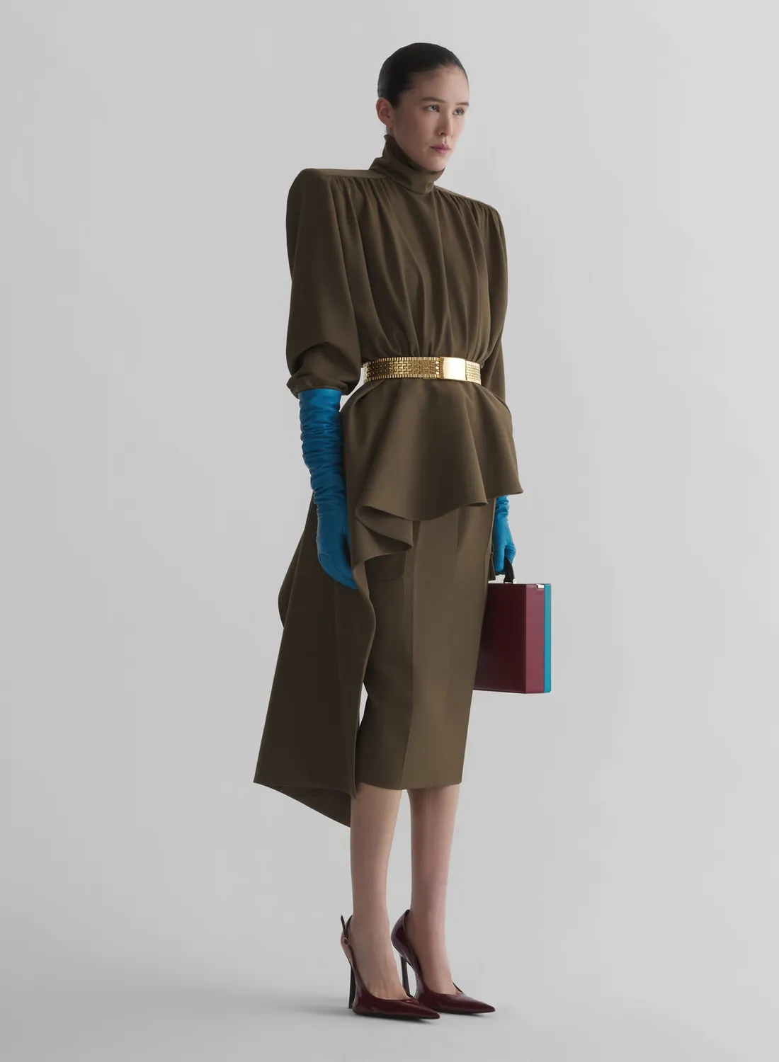 Mugler Cargo Rock Khaki Midi Satin Gr.34-46