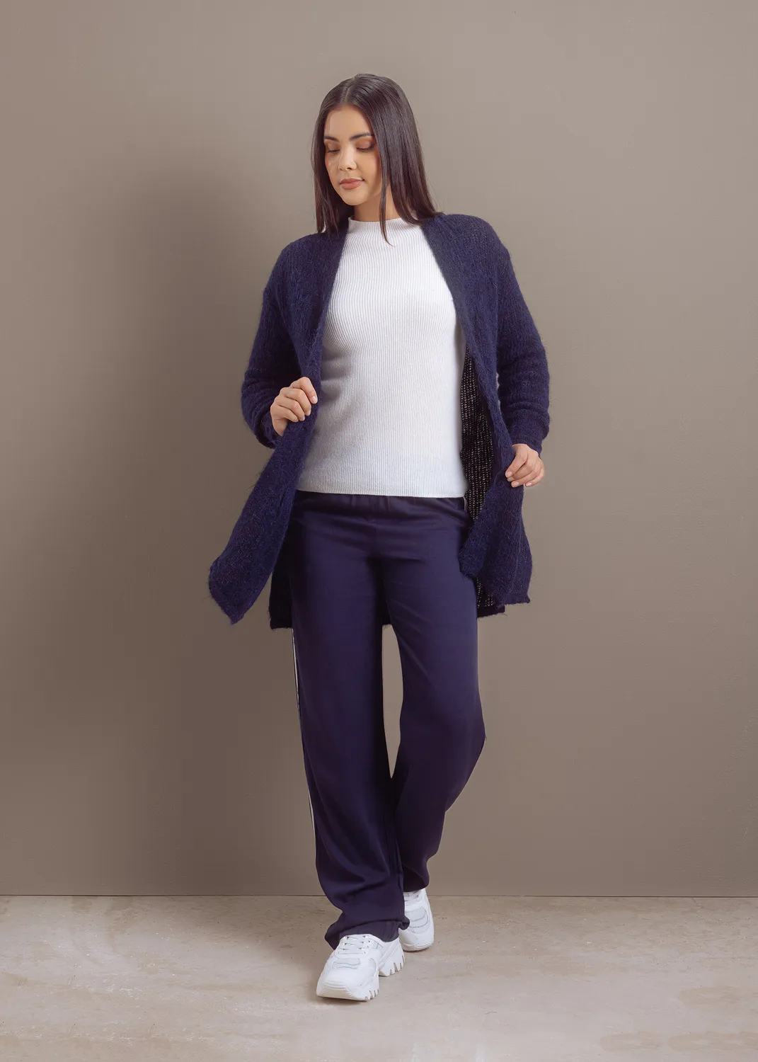 Senatex Strickjacke Alpaka-Mix Cardigan Chalk mit Taschen
