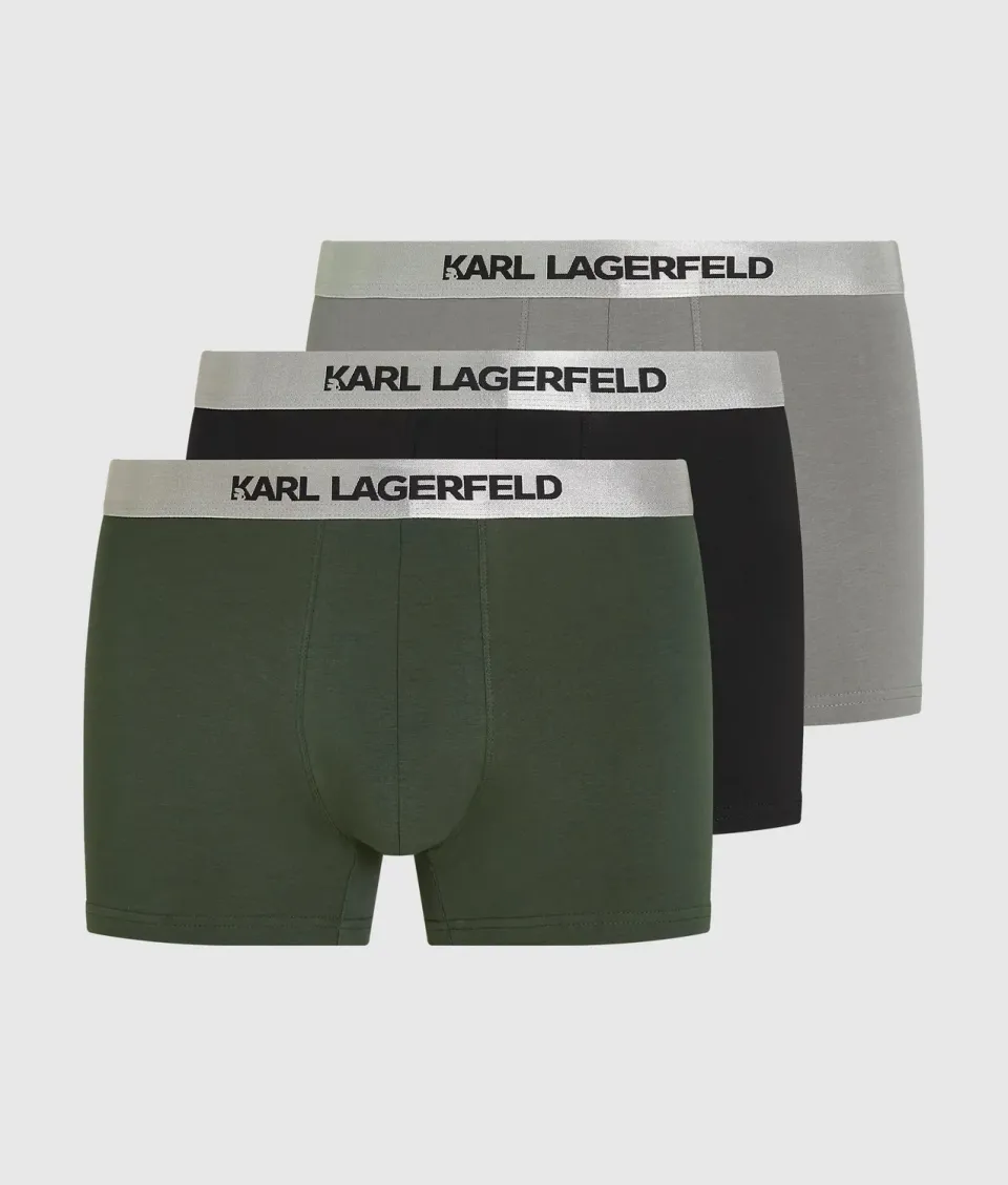 Karl Lagerfeld Metallic Logo Trunks 3er-Pack Herren Baumwolle