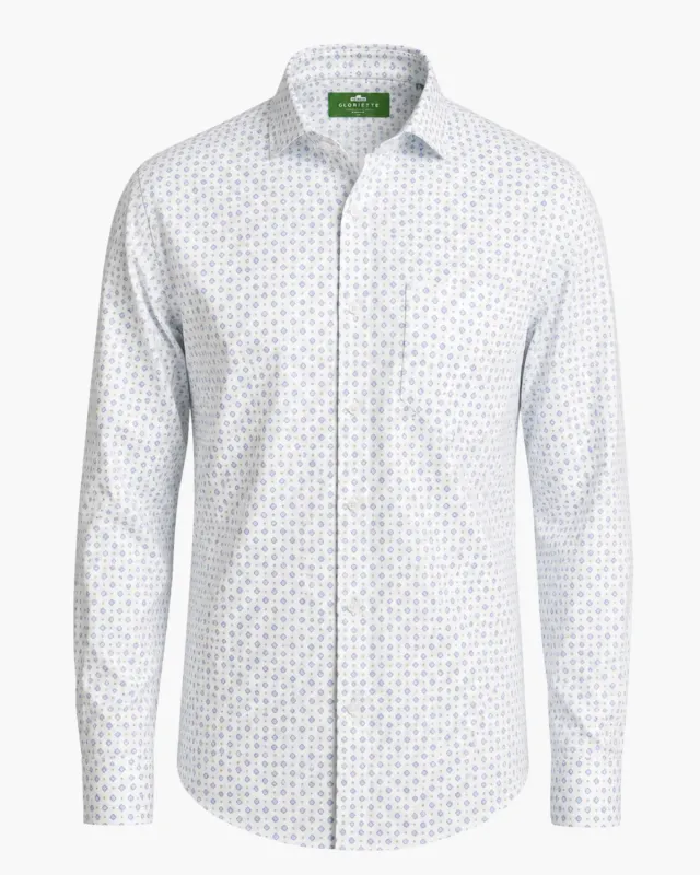 Gloriette Trachtenhemd Punkte Hellblau Fashion Fit Langarm