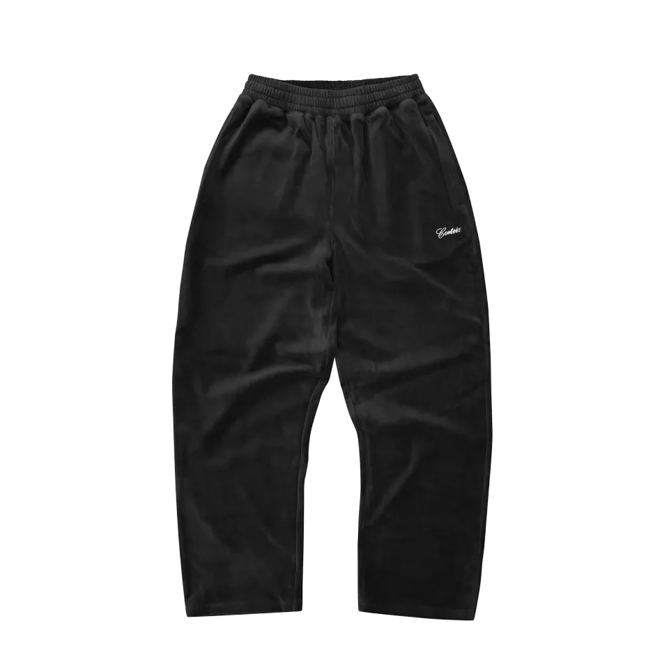 Corteiz Pista Velour Track Pant Jogginghose Schwarz Velours