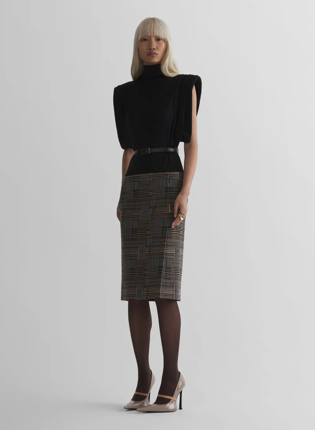 Mugler Frame Jerseytop schwarz drapiert