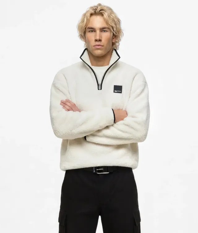 Karl Lagerfeld Half-Zip Fleece Sweatshirt Teddy
