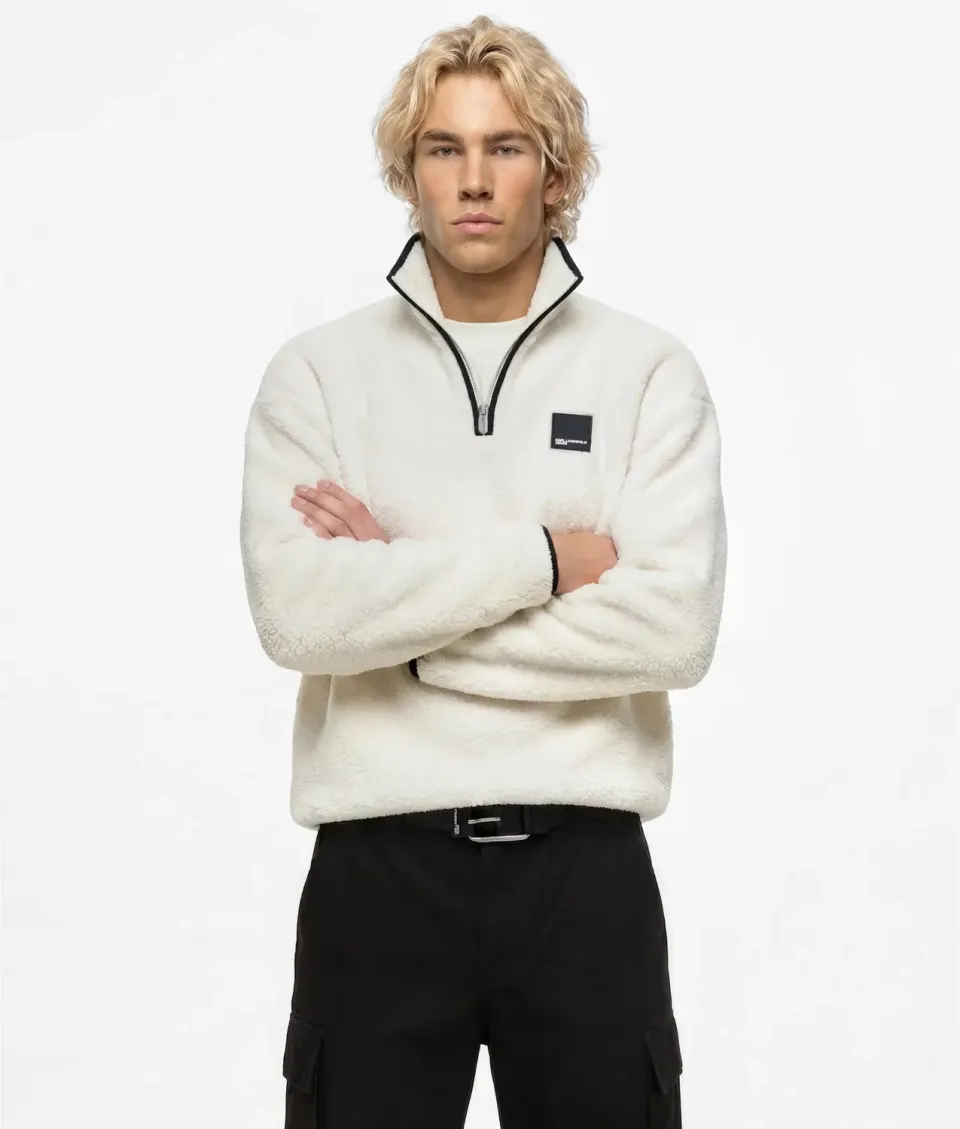 Karl Lagerfeld Half-Zip Fleece Sweatshirt Teddy