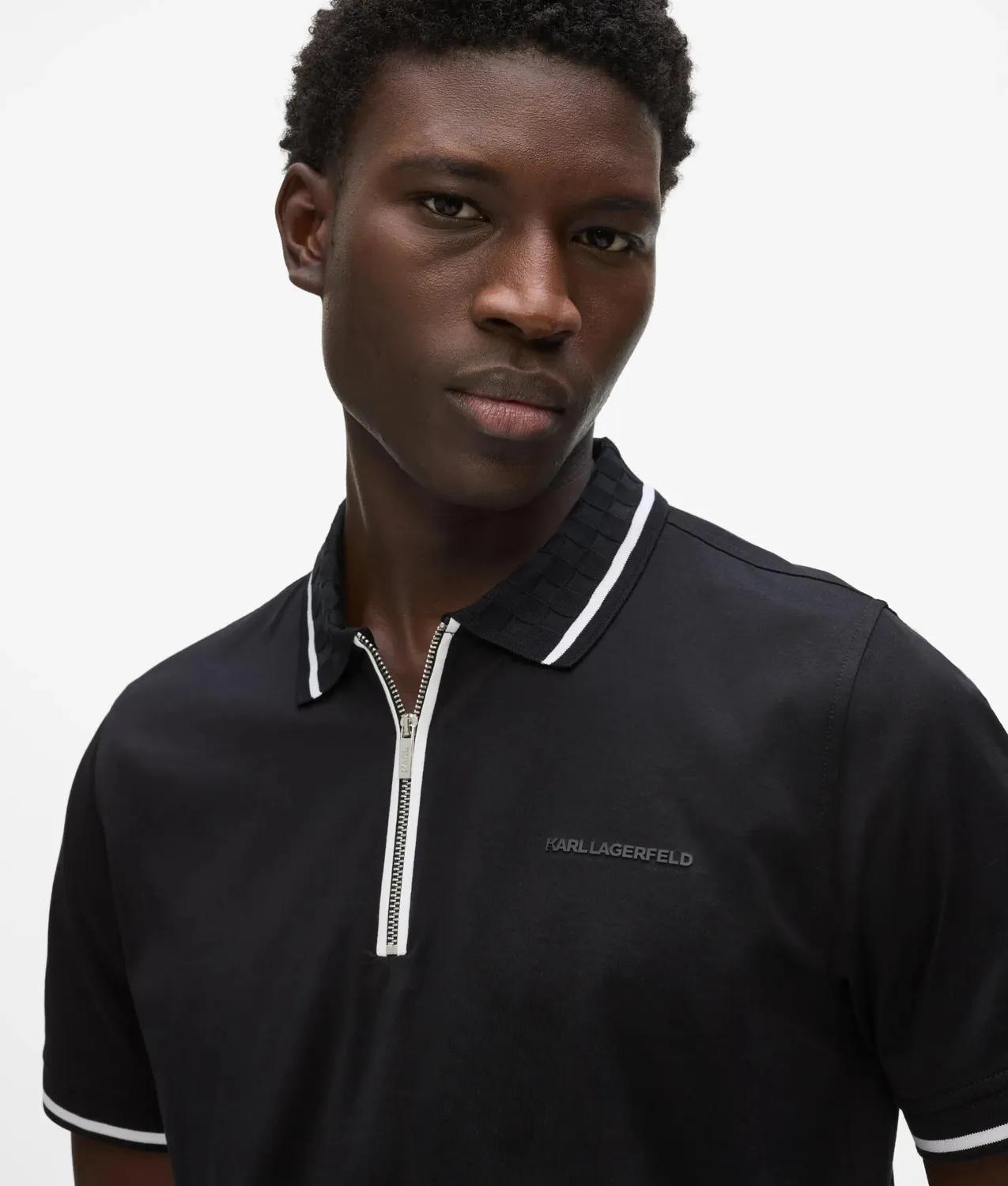 Karl Lagerfeld Contrast Piping Polo Shirt Herren Zip