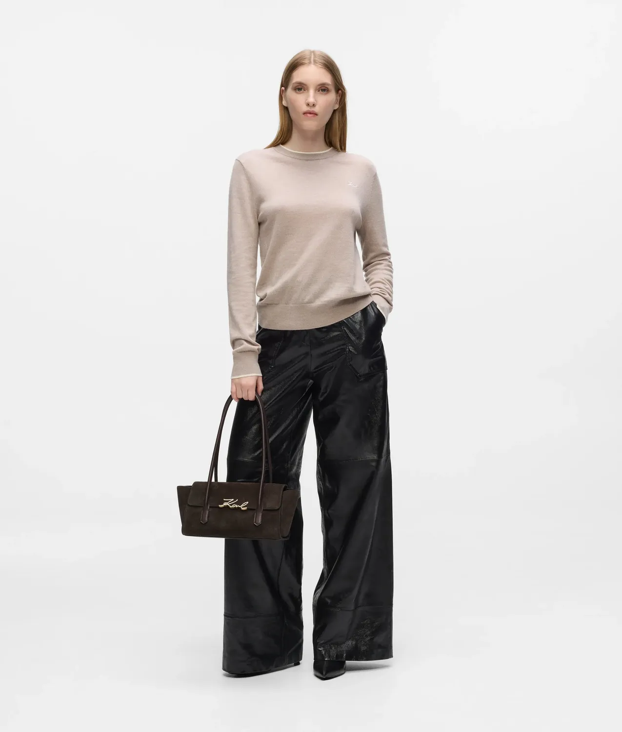 Karl Lagerfeld K/Signature Schultertasche Wildleder