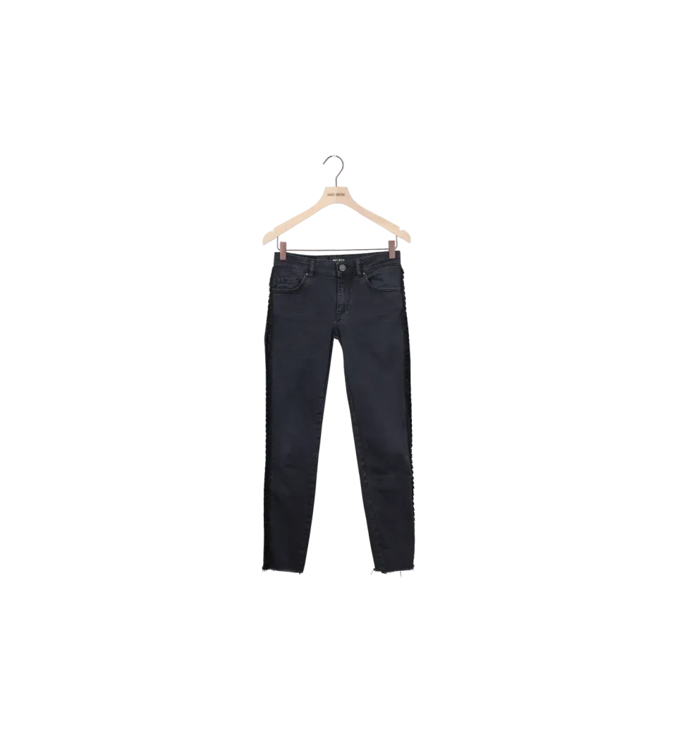 Mos Mosh ReLoved MMSumner Velvet Frill Jeans 25 Black Denim