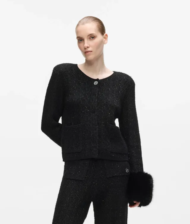 Karl Lagerfeld Strickcardigan Boucle Kunstfell XS-XL