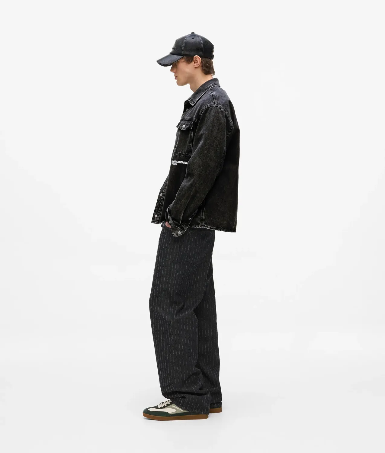Karl Lagerfeld Karl Quote Denim Overshirt Herren schwarz