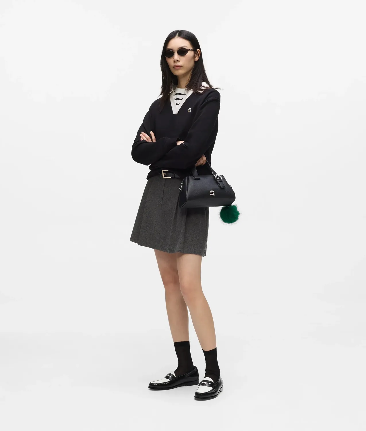 Karl Lagerfeld Ikon Pebble Satchel-Tasche Charm Einheitsgröße