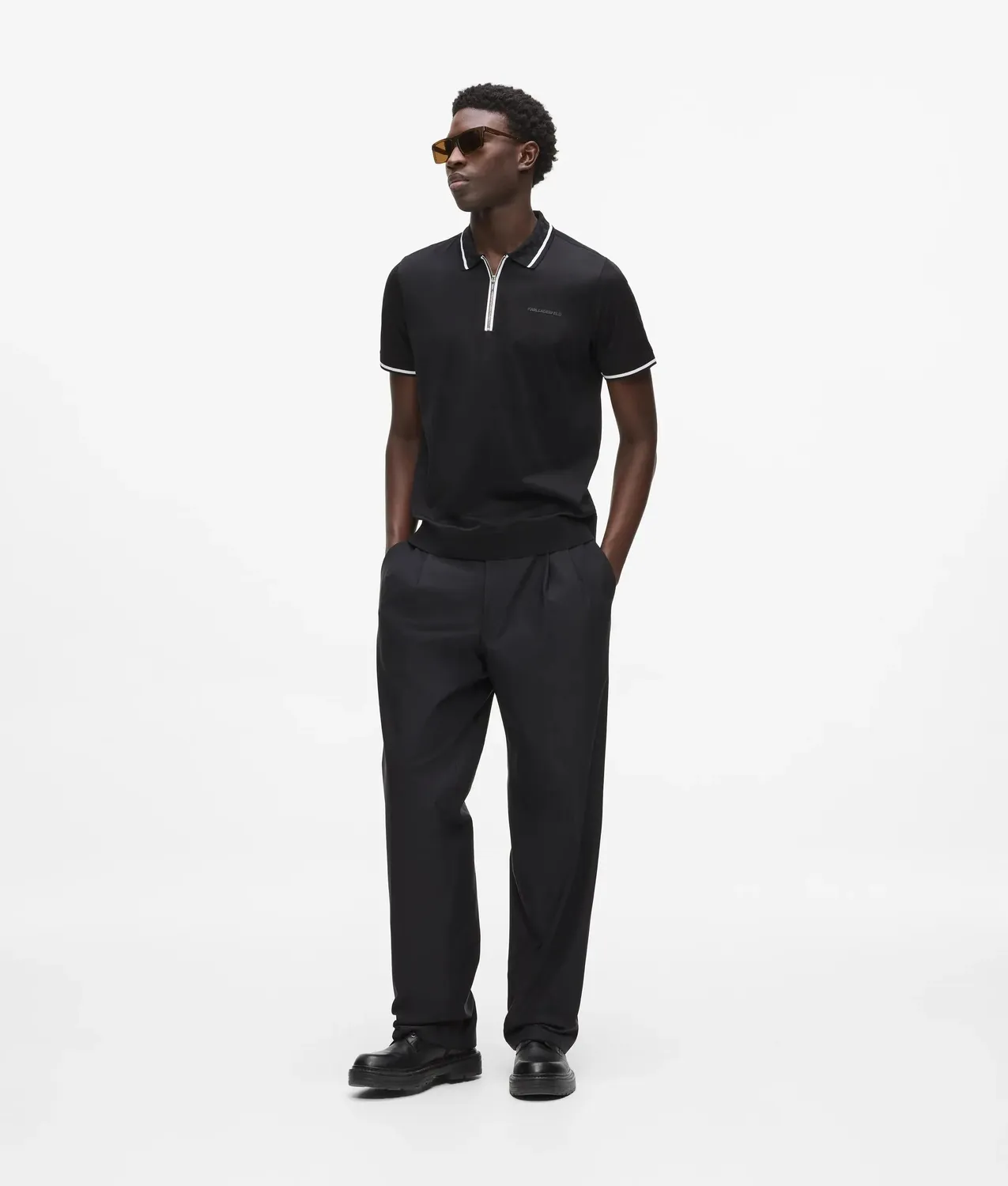 Karl Lagerfeld Contrast Piping Polo Shirt Herren Zip